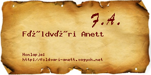 Földvári Anett névjegykártya