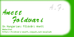 anett foldvari business card